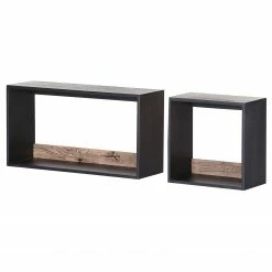 Red Living Wandregal Bayamon (2er-Set) - Eiche & Akazie massiv - Akazie Schwarz / Eiche