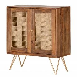 Naturoo Kommode Nyack III - Mango massiv / Wiener Geflecht - Mango / Gold