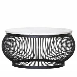 Red Living Couchtisch Edgewood II - Marmor / Metall - Marmor Weiß / Schwarz