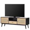 Red Living TV-Lowboard Lexham II - Mango massiv / Rattan - Mango / Mango Schwarz