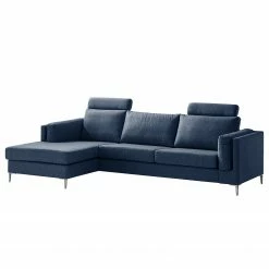 Studio Copenhagen Ecksofa COSO Classic+ mit Longchair - Webstoff Inze: Blau - Breite: 287 cm - Longchair davorstehend links - Chrom glänzend -Wohnzimmermöbel boutique en ligne 1000211866 200811 17012200468 DETAILS P000000001000211866