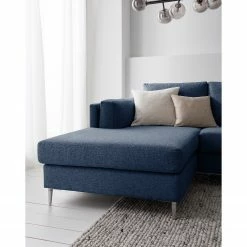 Studio Copenhagen Ecksofa COSO Classic+ mit Longchair - Webstoff Inze: Blau - Breite: 287 cm - Longchair davorstehend links - Chrom glänzend -Wohnzimmermöbel boutique en ligne 1000211866 200923 09514600202 DETAILS P000000001000211866