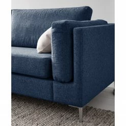 Studio Copenhagen Ecksofa COSO Classic+ mit Longchair - Webstoff Inze: Blau - Breite: 287 cm - Longchair davorstehend links - Chrom glänzend -Wohnzimmermöbel boutique en ligne 1000211866 200923 09514600206 DETAILS P000000001000211866