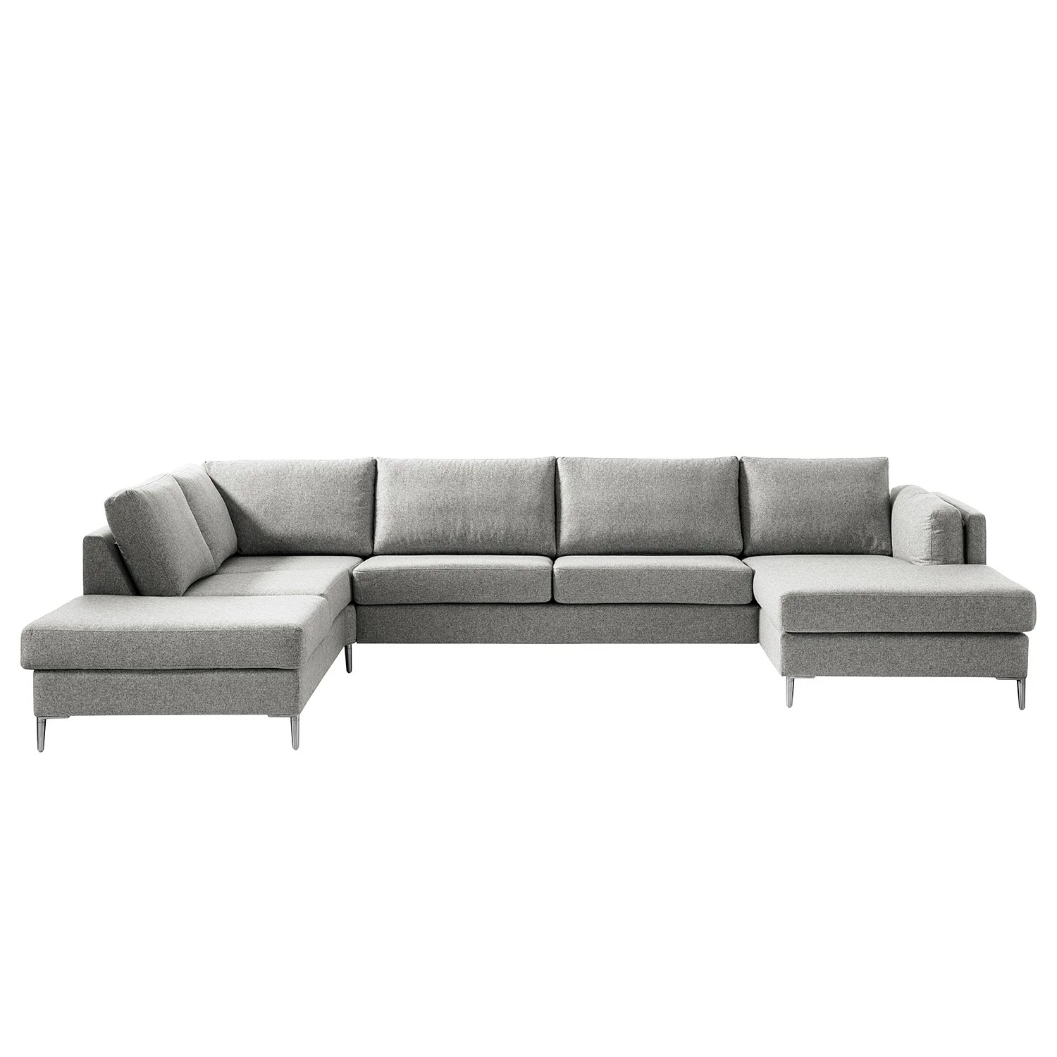 Studio Copenhagen Wohnlandschaft COSO Classic+ - Webstoff Inze: Hellgrau - Longchair davorstehend rechts / Ottomane links - Bettkasten - Chrom glänzend 6 Studio Copenhagen Wohnlandschaft COSO Classic+ - Webstoff Inze: Hellgrau - Longchair davorstehend rechts / Ottomane links - Bettkasten - Chrom glänzend – Bild 6