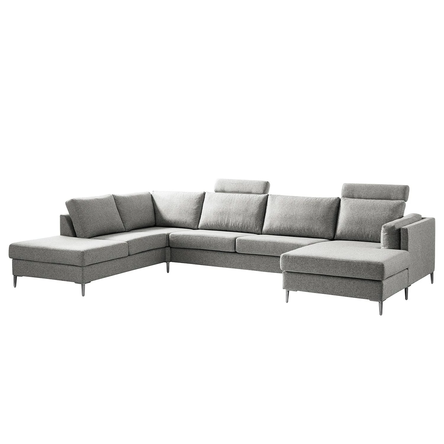 Studio Copenhagen Wohnlandschaft COSO Classic+ - Webstoff Inze: Hellgrau - Longchair davorstehend rechts / Ottomane links - Bettkasten - Chrom glänzend 9 Studio Copenhagen Wohnlandschaft COSO Classic+ - Webstoff Inze: Hellgrau - Longchair davorstehend rechts / Ottomane links - Bettkasten - Chrom glänzend – Bild 9