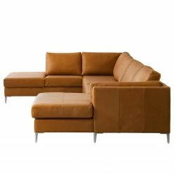 Studio Copenhagen Wohnlandschaft COSO Classic+ - Echtleder Taru: Hellbraun - Longchair davorstehend rechts / Ottomane links - Bettkasten - Chrom glänzend -Wohnzimmermöbel boutique en ligne 1000212033 200811 17221201091 DETAILS P000000001000212033