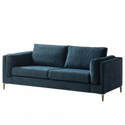 Studio Copenhagen 2,5-Sitzer Sofa COSO Classic+ - Chenille Rufi: Blau - Eiche Dunkel