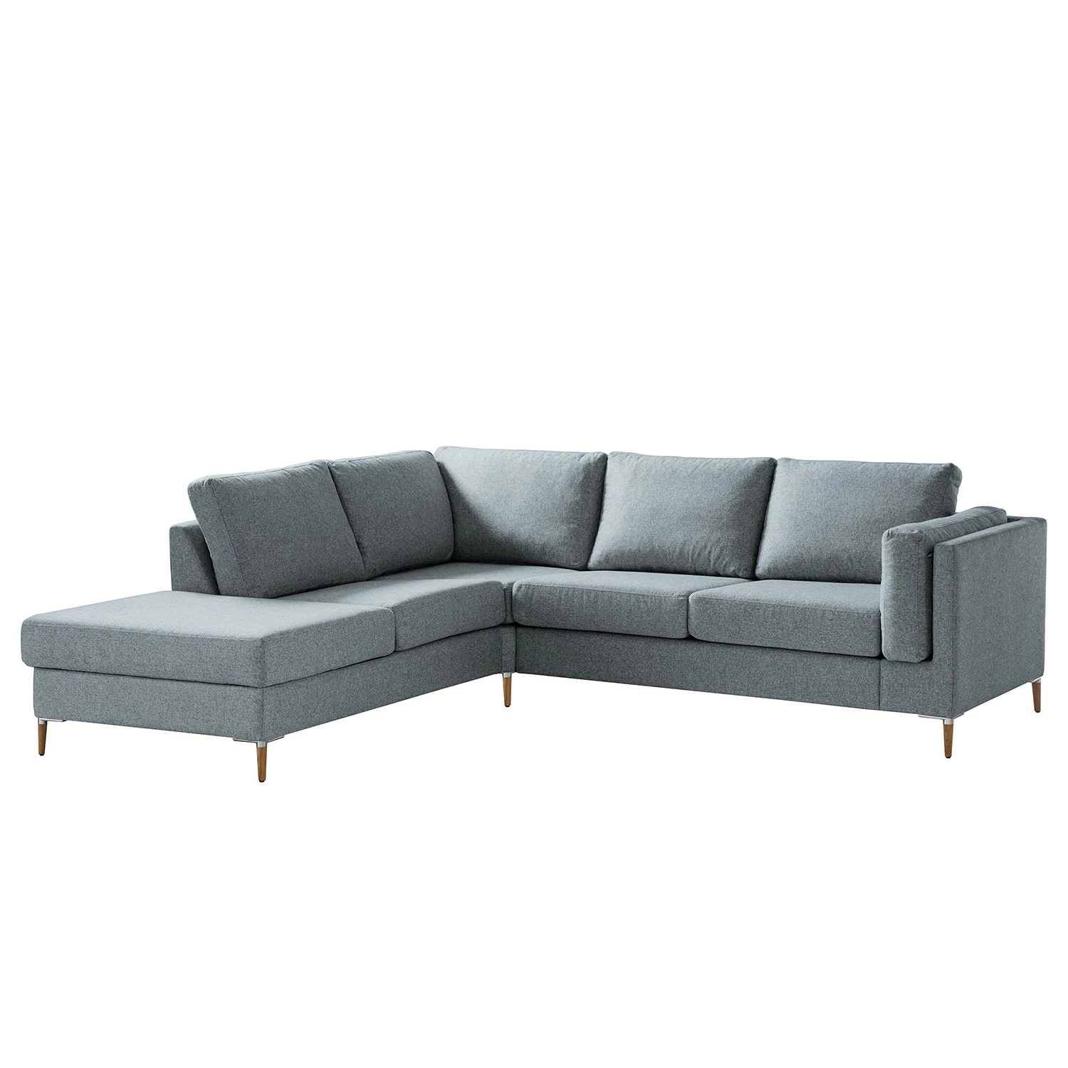 Studio Copenhagen Ecksofa COSO Classic+ mit Ottomane - Webstoff Inze: Graublau - Breite: 245 cm - Ottomane davorstehend links - Bettkasten - Eiche Dunkel 1 Studio Copenhagen Ecksofa COSO Classic+ mit Ottomane - Webstoff Inze: Graublau - Breite: 245 cm - Ottomane davorstehend links - Bettkasten - Eiche Dunkel