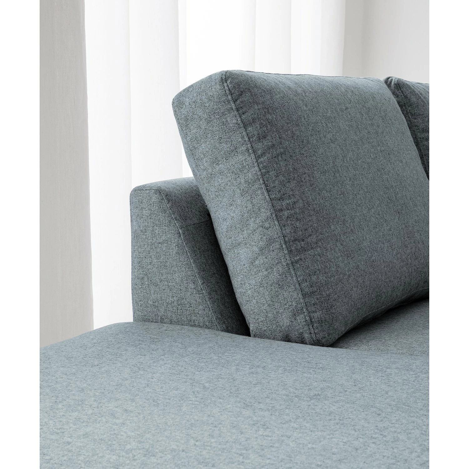 Studio Copenhagen Ecksofa COSO Classic+ mit Ottomane - Webstoff Inze: Graublau - Breite: 245 cm - Ottomane davorstehend links - Bettkasten - Eiche Dunkel 12 Studio Copenhagen Ecksofa COSO Classic+ mit Ottomane - Webstoff Inze: Graublau - Breite: 245 cm - Ottomane davorstehend links - Bettkasten - Eiche Dunkel – Bild 12