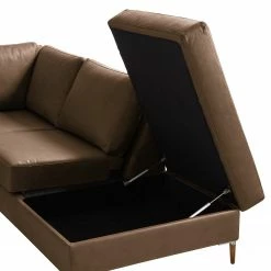 Studio Copenhagen Ecksofa COSO Classic+ mit Ottomane - Echtleder Taru: Nougat - Breite: 245 cm - Ottomane davorstehend rechts - Bettkasten - Eiche Dunkel -Wohnzimmermöbel boutique en ligne 1000212869 200825 13330100566 DETAILS P000000001000212869