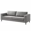 Studio Copenhagen 3-Sitzer Sofa COSO Classic - Webstoff Milan: Hellgrau - Buche