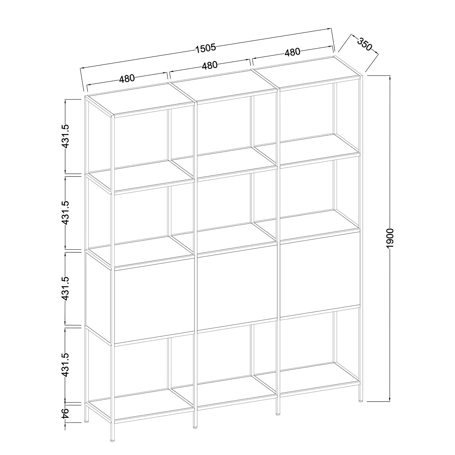 Fredriks Regal Meon III - Eiche Grau Dekor - Breite: 150 cm 16 Fredriks Regal Meon III - Eiche Grau Dekor - Breite: 150 cm – Bild 16