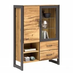 Naturoo Highboard Ironwood I - Echtholzfurnier / Metall - Alteiche / Grau