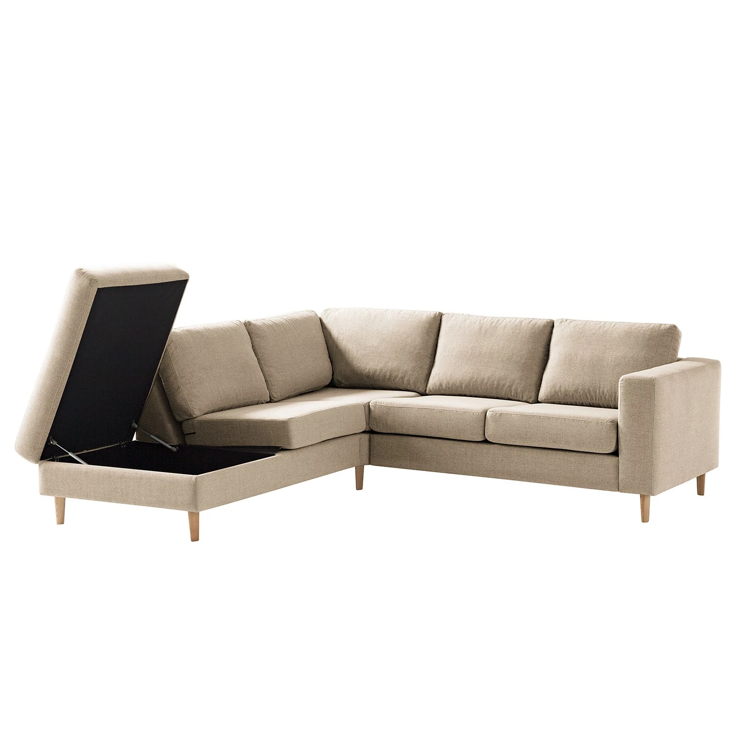 Studio Copenhagen Ecksofa COSO Classic mit Ottomane - Webstoff Milan: Beige - Breite: 238 cm - Ottomane davorstehend links - Bettkasten - Esche 5 Studio Copenhagen Ecksofa COSO Classic mit Ottomane - Webstoff Milan: Beige - Breite: 238 cm - Ottomane davorstehend links - Bettkasten - Esche – Bild 5