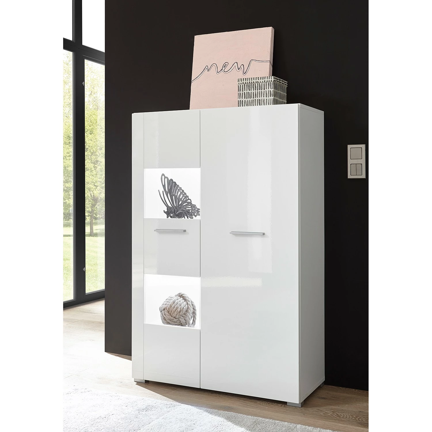 Loftscape Highboard Cely II - Hochglanz Weiß / Matt Weiß 2 Loftscape Highboard Cely II - Hochglanz Weiß / Matt Weiß – Bild 2