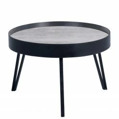 Loftscape Beistelltisch Corbin II - Glas / Metall - Beton Dekor / Schwarz