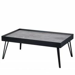 Loftscape Couchtisch Corbin III - Glas / Metall - Beton Dekor / Schwarz