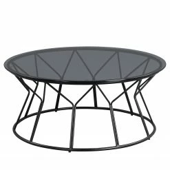 Loftscape Couchtisch Brickell - Glas / Metall - Grau / Schwarz