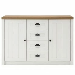 Norrwood Wohnwand Proville IV (4-teilig) - Eiche Weiß Dekor / Eiche Dekor -Wohnzimmermöbel boutique en ligne 1000214306 200527 07011000130 DETAILS P000000001000214306