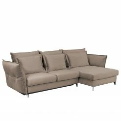 Fredriks Ecksofa Carrboro - Samt - Cappuccino - Longchair davorstehend rechts