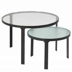 Norrwood Beistelltisch Gilman (2er Set) - Glas / Metall - Schwarz