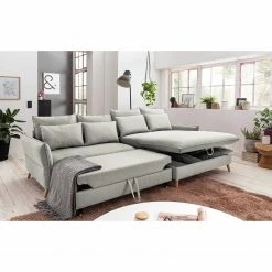Fredriks Ecksofa Sketty - Microfaser - Hellgrau - Longchair davorstehend rechts - Schlaffunktion - Bettkasten -Wohnzimmermöbel boutique en ligne 1000215452 201209 18164700518 MOOD DETAILS P000000001000215452 mood
