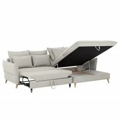 Fredriks Ecksofa Sketty - Microfaser - Hellgrau - Longchair davorstehend rechts - Schlaffunktion - Bettkasten -Wohnzimmermöbel boutique en ligne 1000215452 201209 18164700519 DETAILS P000000001000215452