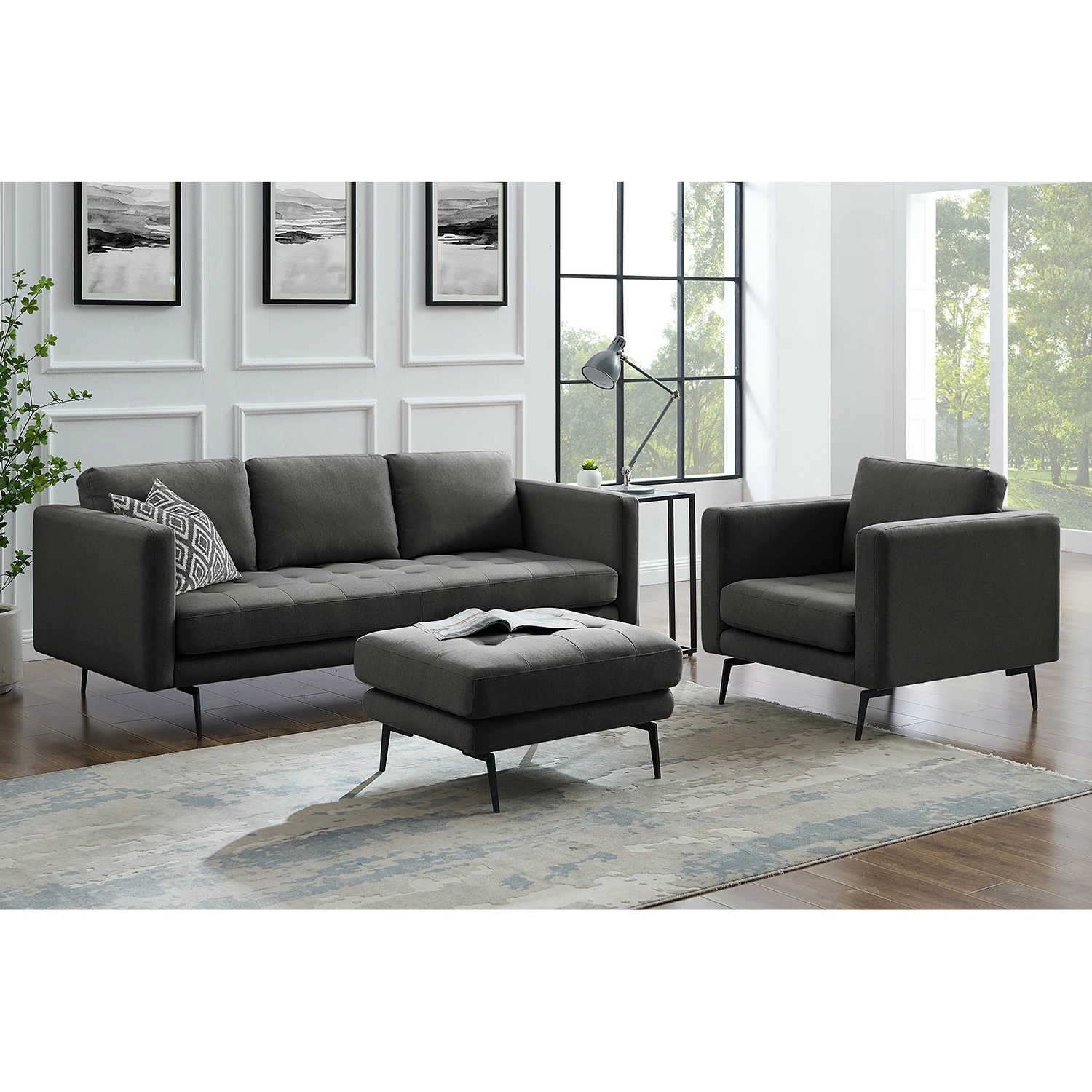 Mørteens Polsterhocker Hamina I - Flanell - Dunkelgrau 4 Mørteens Polsterhocker Hamina I - Flanell - Dunkelgrau – Bild 4