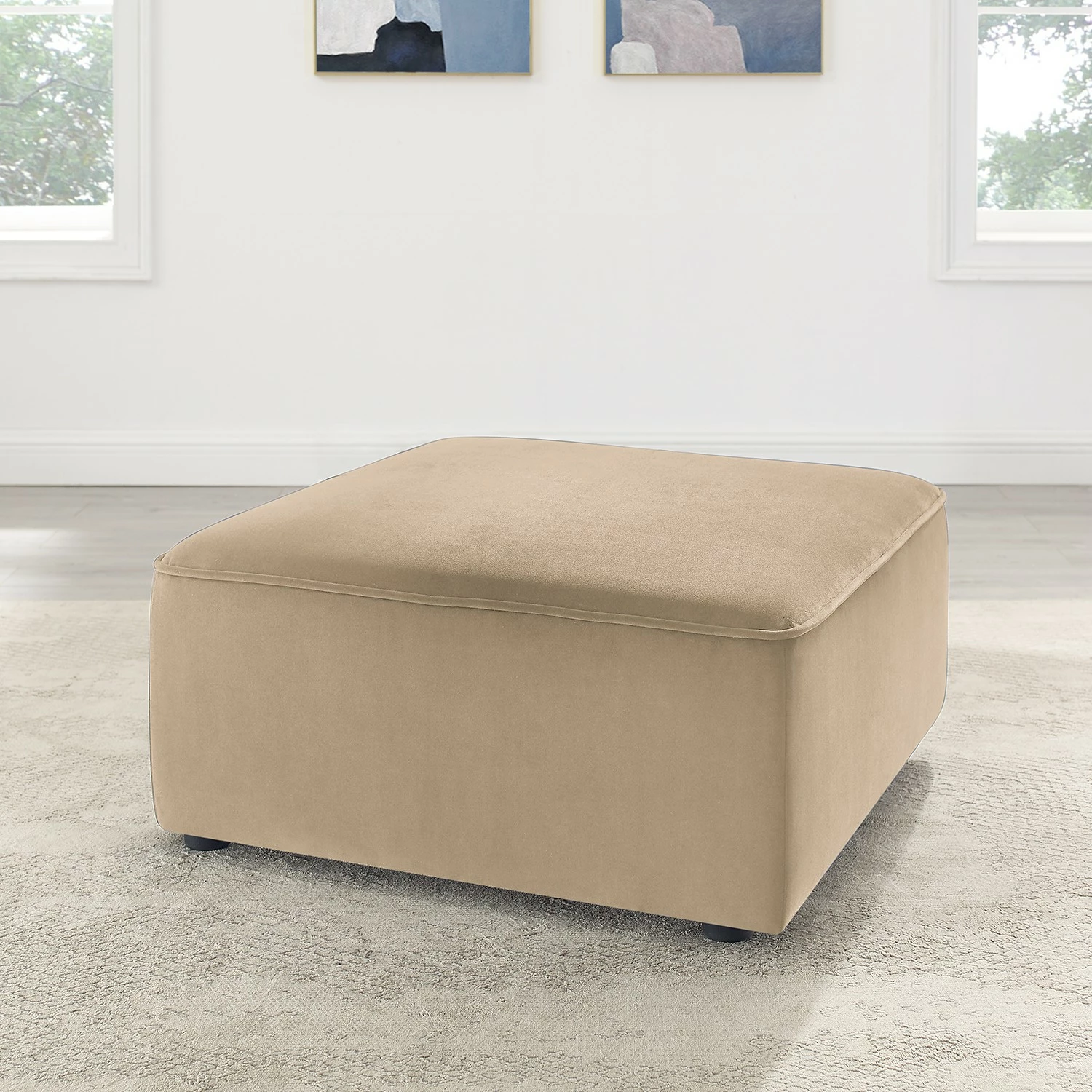 Fredriks Polsterhocker Berlou II - Webstoff - Beige 2 Fredriks Polsterhocker Berlou II - Webstoff - Beige – Bild 2