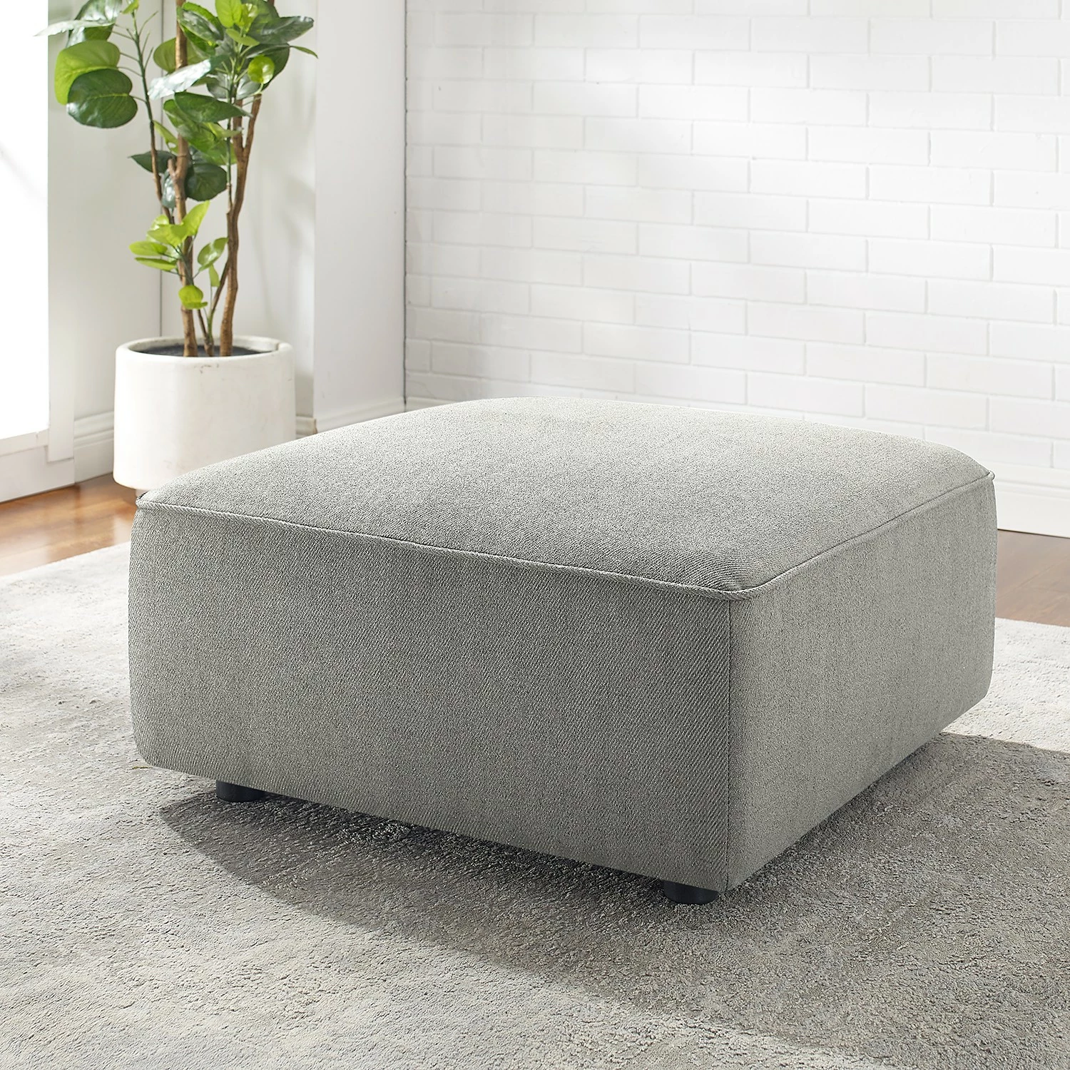 Fredriks Polsterhocker Berlou I - Webstoff - Grau 2 Fredriks Polsterhocker Berlou I - Webstoff - Grau – Bild 2