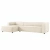 Fredriks Ecksofa Berlou I - Webstoff - Creme - Longchair davorstehend links