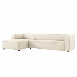 Fredriks Ecksofa Berlou I - Webstoff - Creme - Longchair davorstehend links