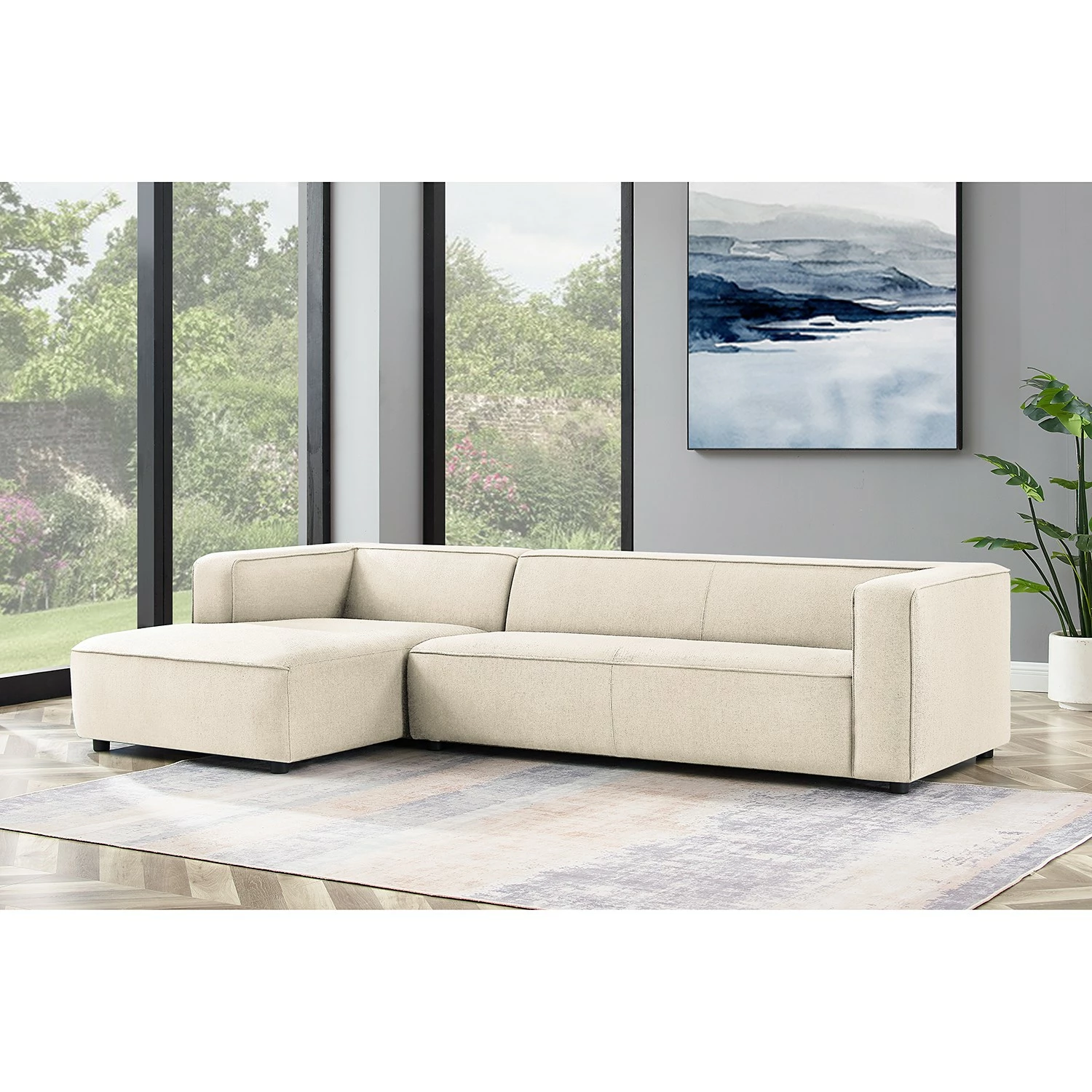 Fredriks Ecksofa Berlou I - Webstoff - Creme - Longchair davorstehend links 2 Fredriks Ecksofa Berlou I - Webstoff - Creme - Longchair davorstehend links – Bild 2