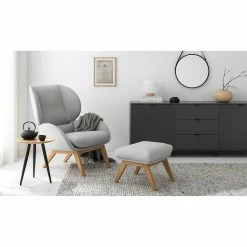 Studio Copenhagen Polsterhocker Marols - Webstoff Saia: Hellgrau - Eiche Hell -Wohnzimmermöbel boutique en ligne 1000217124 210121 15063900013 MOOD DETAILS P000000001000217124 mood