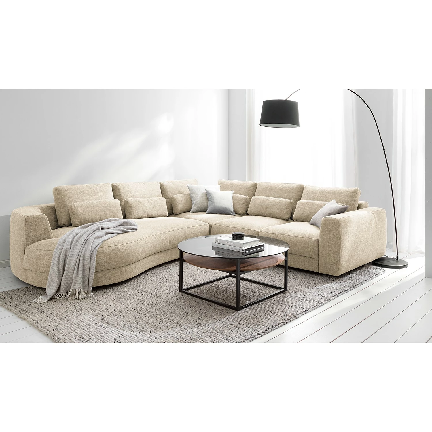 Studio Copenhagen Ecksofa Willows I - Webstoff Amila: Beige - Ottomane davorstehend links 2 Studio Copenhagen Ecksofa Willows I - Webstoff Amila: Beige - Ottomane davorstehend links – Bild 2