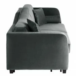 Jack & Alice Schlafsofa Teresina - Samt - Grau - Breite: 192 cm - Ausrichtung rechts -Wohnzimmermöbel boutique en ligne 1000218280 211006 06151900151 DETAILS P000000001000218280