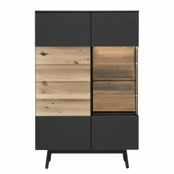 GWINNER Highboard Misano - Anthrazit / Wildeiche - Glastür rechts - Ohne Beleuchtung