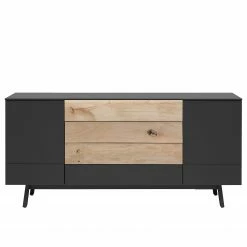 GWINNER Sideboard Misano - Anthrazit / Wildeiche - Ohne Beleuchtung
