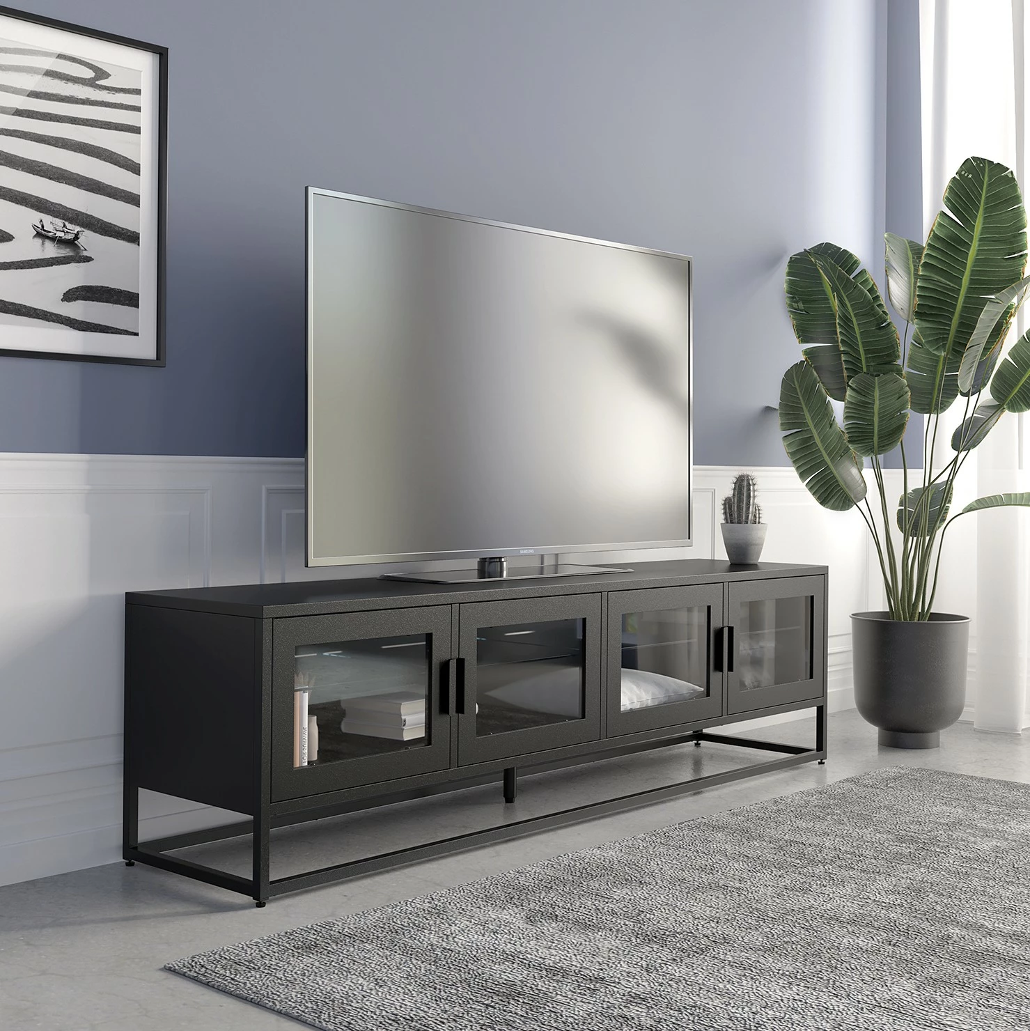 Ars manufacti TV-Lowboard Kayys - Glas / Metall - Schwarz 2 Ars manufacti TV-Lowboard Kayys - Glas / Metall - Schwarz – Bild 2