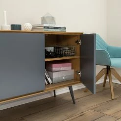 Studio Copenhagen Sideboard Danica - Echtholzfurnier - Matt Dunkelgrau / Esche -Wohnzimmermöbel boutique en ligne 1000220479 201113 13035200053 DETAILS P000000001000220479