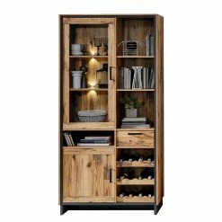 Ridgevalley Vitrinenschrank Priay - Inkl. Beleuchtung - Lärche Dekor / Graphit