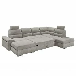 Fredriks Wohnlandschaft Caldwell - Webstoff - Webstoff Roge: Silber - Ottomane davorstehend rechts -Wohnzimmermöbel boutique en ligne 1000222137 201119 09423000273 DETAILS P000000001000222137