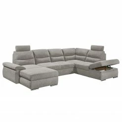 Fredriks Wohnlandschaft Caldwell - Webstoff - Webstoff Roge: Silber - Ottomane davorstehend rechts -Wohnzimmermöbel boutique en ligne 1000222137 201119 09423000274 DETAILS P000000001000222137