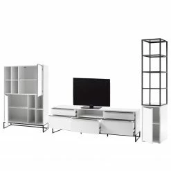 Fredriks Wohnwand White Hall IV (3-teilig) - Matt Weiß / Schwarz -Wohnzimmermöbel boutique en ligne 1000222880 210929 094929000036 DETAILS P000000001000222880