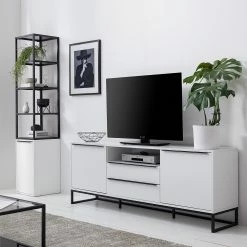 Fredriks Wohnkombination White Hall (2-teilig) - Matt Weiß / Schwarz