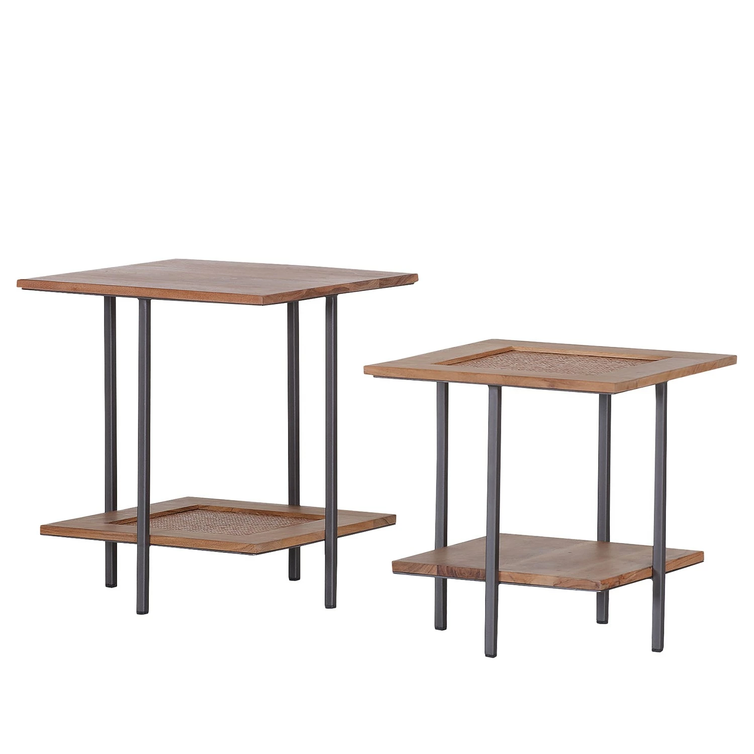 Ars manufacti Beistelltisch Leyma (2er-Set) - Rattan / Akazie massiv - Akazie / Anthrazit 1 Ars manufacti Beistelltisch Leyma (2er-Set) - Rattan / Akazie massiv - Akazie / Anthrazit