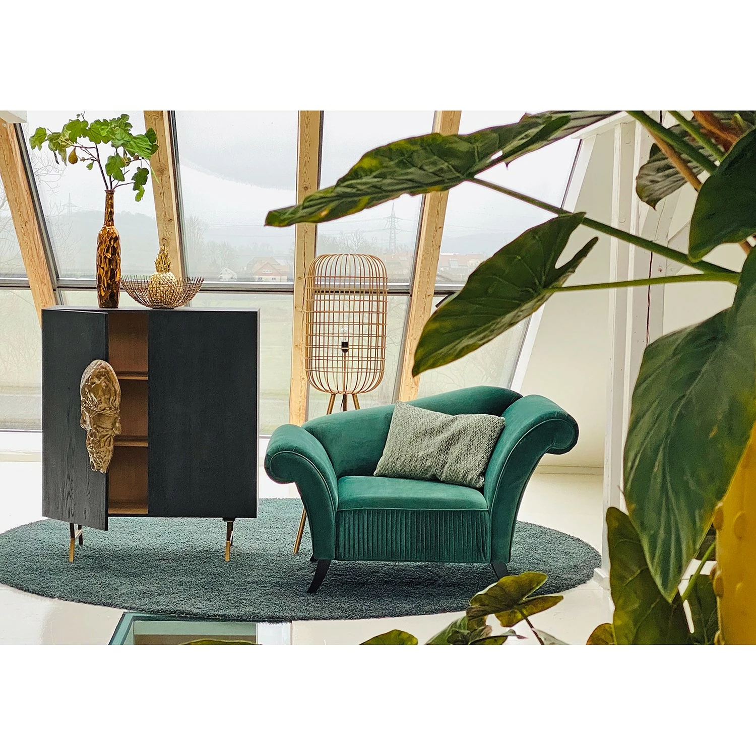 Red Living Kommode Worland I - Echtholzfurnier / Metall - Eiche Schwarz / Gold 2 Red Living Kommode Worland I - Echtholzfurnier / Metall - Eiche Schwarz / Gold – Bild 2