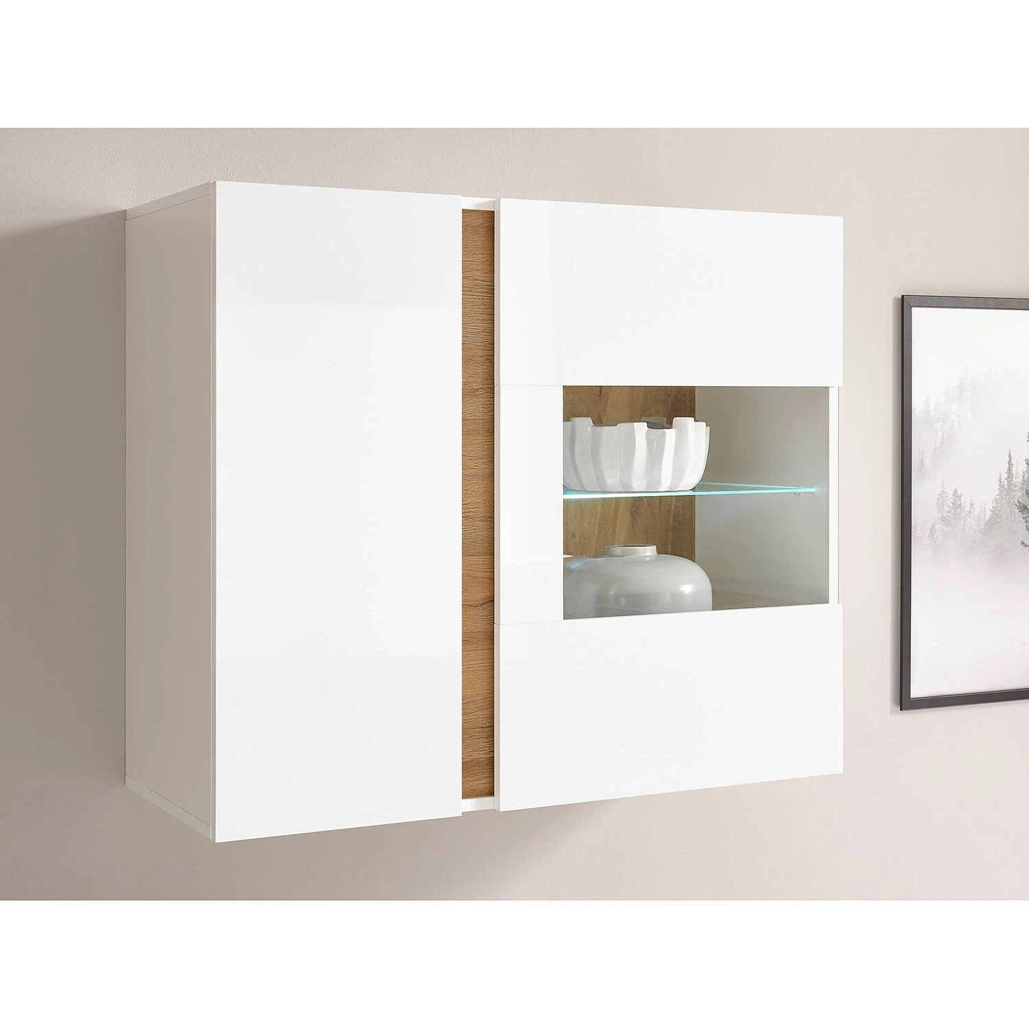 Loftscape Hängevitrine Cailla - Hochglanz Weiß 2 Loftscape Hängevitrine Cailla - Hochglanz Weiß – Bild 2