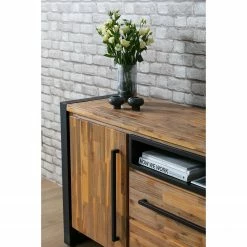 Ars manufacti Sideboard Urban Industry I - Akazie teilmassiv / Metall - Akazie / Schwarz -Wohnzimmermöbel boutique en ligne 1000224201 210714 07372000007 DETAILS P000000001000224201