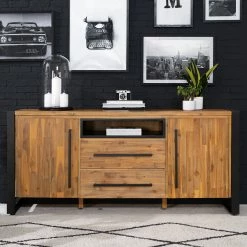 Ars manufacti Sideboard Urban Industry I - Akazie teilmassiv / Metall - Akazie / Schwarz -Wohnzimmermöbel boutique en ligne 1000224201 220118 132848000028 MOOD DETAILS P000000001000224201 mood
